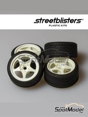 StreetBlisters: Set de llantas y neumticos escala 1/24 - SB-EVO - piezas de plstico, piezas de goma y calcas de agua - 4 unidades