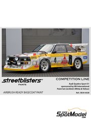StreetBlisters: Paints set for airbrush - Audi Quattro Sport S1 - White - Yellow - 2 x 30ml