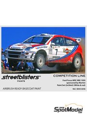 StreetBlisters: Set de pinturas para aergrafo - Blanco - Rojo Ford Focus WRC 1999 Martini Red - White - 2 x 30ml - para las referencias de Hasegawa HACR27, 25027 y CR-27