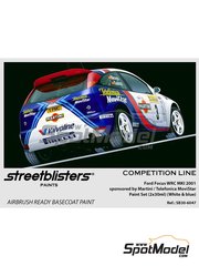 StreetBlisters: Set de pinturas para aergrafo - Azul - Blanco Ford Focus WRC 2001 Martini Telefonica Movistar Blue - White - 2 x 30ml - para las referencias de Renaissance Models TK24-078 y TK24-078DS, o la referencia de Tamiya TAM24241