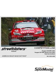 StreetBlisters: Paints set for airbrush - Peugeot 206 WRC 2003 / Peugeot 307 WRC Monte Carlo 2005 - White - Red - 2 x 30ml
