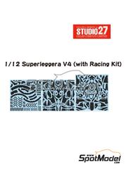 Studio27: Carbon fibre pattern decal set 1/12 scale - Ducati Superleggera V4 (with racing kit) - water slide decals and assembly instructions - for Tamiya references TAM14140 and TAM14143