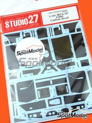 Studio27: Carbon fibre pattern decal set 1/20 scale - McLaren TAG Porsche MP4/2C - FIA Formula 1 World Championship 1986 - water slide decals and assembly instructions - for Nunu references PN20001, B20005,B20001 image