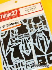 Studio27: Carbon fibre pattern decal set 1/20 scale - McLaren Mercedes MP4/13 - FIA Formula 1 World Championship 1998 - water slide decals and assembly instructions - for Tamiya references TAM20046, TAM20047 and TAM89718 image