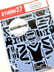 Studio27: Carbon fibre pattern decal set 1/20 scale - McLaren Honda MP4/30 McLaren Racing Limited Team sponsored by Mobil1 - FIA Formula 1 World Championship 2015 - for Ebbro references EBR20013 and EBR20014