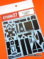 Studio27: Carbon fibre pattern decal set 1/20 scale - McLaren TAG Porsche MP4/2 - FIA Formula 1 World Championship 1984 - water slide decals and assembly instructions - for Beemax Model Kits references B20001 and Aoshima 081891 image