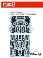 Studio27: Carbon fibre pattern decal set 1/20 scale - Lotus Ford 107B - water slide decals and assembly instructions - for Tamiya reference TAM20038 image