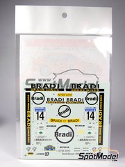 Studio27: Marking / livery 1/24 scale - Ford Escort RS Cosworth Group A sponsored by Bradi #14 - Ari Vatanen (FI) + Fabrizia Pons (IT) - International Swedish Rally 1996 - water slide decals and placement instructions