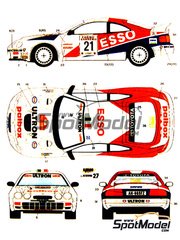 Studio27: Marking / livery 1/24 scale - Toyota Celica ST205 Group A Grifone Team sponsored by Esso #21 - Gilberto Pianezzola (IT) + Loris Roggia (IT) - Sanremo Rally 1996 - water slide decals and placement instructions - for Tamiya reference TAM24133