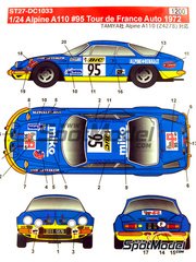 Decals 1/18 ref 725 alpine renault a110 Darniche snow and ice 1972 rally 
