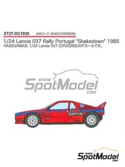 Studio27: Marking / livery 1/24 scale - Lancia 037 Rally sponsored by Martini - Shakedown Test Portugal Rally - Vinho do Porto 1985 - water slide decals and assembly instructions - for Hasegawa references 20264, 20277, 20299, 20399, 20414, 20447, 20485, 20523, 20566, 20584, 20631, 20681, 20775, 25030, CR-30, 25030.OUTLET, 25031, CR-31, 52305, SP505, HACR30, 25030 and CR-30
