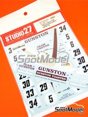 Studio27: Marking / livery 1/20 scale - Lotus Ford 72E Gunston Team #5, 6, 29, 30, 33, 34 - Paddy Driver (ZA) + Ian Scheckter (ZA) - South African Formula 1 Grand Prix 1974 and 1975 - water slide decals and assembly instructions - for Ebbro reference EBR20009
