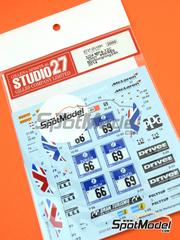Studio27: Marking / livery 1/24 scale - McLaren MP4-12C GT3 Drr Motorsport  Team sponsored by PPG #66, 69 - Kevin Estre (FR) + Peter Kox (NL) + Tim Mullen (GB) + Sascha Bert (DE), Rudi Adams (DE) + lvaro Parente (PT) + Sebastian Asch (DE) + Arno Klasen (DE) - 24 Hours Nrburgring 2014 - water slide decals and placement instructions - for Fujimi references FJ12555, FJ125558, RS-44, FJ125633, 12563, RS-41, FJ125701, 12570, RS-74, FJ125879 and RS-62