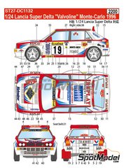 Studio27: Marking / livery 1/24 scale - Lancia Super Delta sponsored by Valvoline #19 - Daniel Ducruet (FR) + Freddy Delorme (FR) - Monte Carlo Rally - Rallye Automobile de Monte-Carlo 1996 - water slide decals and assembly instructions - for Hasegawa references 20433, 25013, CR-13, 25015, CR-15, HACR13, 25076, CR-116, HACR15, 25015 and CR-15