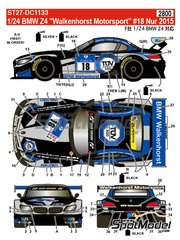 Studio27: Marking / livery 1/24 scale - BMW Z4 GT3 Walkenhorst Motorsport Team sponsored by Tv Sd #18 - Henry Walkenhorst (DE) + Ralf Oeverhaus (DE) + Stefan Aust (DE) + Christian Bollrath (DE) - 24 Hours Nrburgring 2015 - water slide decals and assembly instructions - for Fujimi references FJ12556, FJ125565, RS-31, FJ12568, FJ125688, RS-15, FJ125763, FJ125770, FJ12593, FJ125930, RS-0, FJ126081, RS-0, FJ12612, 126128, RS-46, FJ170015, 17001, FJ170022, 17002, FJ170091, 17009, FJ170107, FJ170169, 17016, FJ-17016, FJ189833, 18983, FJ189857, 18985, FJ189901, 18990 and FJ189970