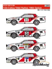 Studio27: Marking / livery 1/24 scale - Toyota TA64 Celica sponsored by Rank Xerox #2, 8, 11 - Bjrn Waldegrd (SE) + Hans Thorszelius (SE), Juha Kankkunen (FI) + Fred Gallagher (GB), Per Eklund (SE) + Dave Whittock (GB) - Great Britain RAC Rally, 1000 Lakes Finland Rally, New Zealand Rally, Portugal Rally - Vinho do Porto 1984 - water slide decals and assembly instructions - for Beemax Model Kits references B24004, Aoshima 084564, B24011 and Aoshima 103142, or Nunu reference PN24038