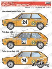 Studio27: Marking / livery 1/24 scale - Volkswagen Golf GTI sponsored by Jagermeister #24, 52, 74 - Jochi Kleint (DE) + G�nther Dederichs (DE), Joachim Knollmann (DE) + Dieter Grimkowski (DE), Joachim Springer (DE) + Hans-Christoph Mehmel (DE) - Monte Carlo Rally - Rallye Automobile de Monte-Carlo, Lombard RAC Rally, ADAC Rallye Hessen 1975 and 1976 - water slide decals and placement instructions - for Revell references REV07072, 80-7072 and REV07673