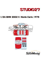 Studio27: Marking / livery 1/24 scale - BMW 2002 tii sponsored by Radio Monte Carlo - Ecurie Alpes S'Geniez #30 - Christian Dorche (FR) + Pierre Gertosio (FR) - Monte Carlo Rally - Rallye Automobile de Monte-Carlo 1975 - water slide decals and assembly instructions - for Hasegawa references 20332, 20354, HC-23, hsg20354, 20381, HSG20381, 20420, HSG20420, 20516, 20540, HSG20540, 20540-SPRUE-S, 20540.OUTLET, 20756, 21123, HC-23, 21124 and HC-24