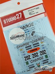 Studio27: Marking / livery 1/24 scale - Mazda 767B sponsored by Charge #202 - Takashi Yorino (JP) - 24 Hours Le Mans 1989 - water slide decals and assembly instructions - for Hasegawa references 20312, 20325, 20359, hsg20359, 20446, 20691, CC-18, CC-20, SP60, 51560, SP88 and 51588 image