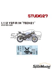 Studio27: Marking / livery 1/12 scale - Yamaha YZF-R1M Tech21 Team sponsored by Shiseido #21 - Katsuyuki Nakasuga (JP) + Alex Lowes (GB) + Michael van der Mark (NL) - 8 Hours Suzuka Endurance Race 2019 - water slide decals and assembly instructions - for Tamiya references TAM14133, HC-14133 and TMY14133 image