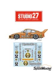 Studio27: Decoraci�n escala 1/20 - Porsche 935 Equipo Max Moritz patrocinado por Jagermeister N� 52 - Manfred Schurti (LI) - Deutsche Rennsport Meisterschaft DRM Zolder Bergischer L�we 1977 - calcas de agua e instrucciones de colocaci�n - para las referencias de Tamiya TAM20005 y TAM20070