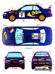 Studio27: Marking / livery 1/24 scale - Subaru Impreza WRC 555 Subaru World Rally Team #3, 4 - Colin McRae (GB) + Nicky Grist (GB), Kenneth Eriksson (SE) + Staffan Parmander (SE) - Australian Rally 1997 - water slide decals and placement instructions