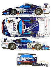 Studio27: Marking / livery 1/24 scale - Porsche 911 GT1 Sch�bel Engineering Team sponsored by Hutchinson Telecom #33 - Pedro Lamy (PT) + Armin Hahne (DE) + Patrice Goueslard (FR) - 24 Hours Le Mans 1997 - water slide decals and placement instructions - for Tamiya reference TAM24186