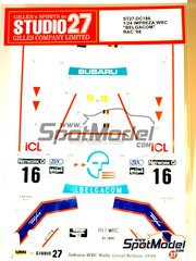 Studio27: Marking / livery 1/24 scale - Subaru Impreza WRC sponsored by Belgacom #16 - Gr�goire de Mevius (BE) + Jean-Marc Fortin (BE) - Network Q RAC Rally of Great Britain  1998 - water slide decals and placement instructions