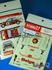 Studio27: Marking / livery 1/24 scale - Audi Quattro sponsored by Belga #2 - Marc Duez (BE) + Willy Lux (BE) - Boucles de SPA 1983 - water slide decals, assembly instructions and tobacco sponsor decals - for Tamiya reference TAM24036