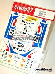 Studio27: Decals 1/24 scale - Subaru Impreza WRC sponsored by WIZJATV - Krzysztof Holowczyc (PL) + Jean-Marc Fortin (BE) - Svezia Sweden Rally 2000 - water slide decals and placement instructions