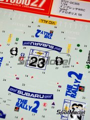 Studio27: Decals 1/24 scale - Subaru Impreza WRC sponsored by Spike - Toshihiro Arai (JP) + Roger Freeman (GB) - Acropolis Rally 2000 - water slide decals and placement instructions