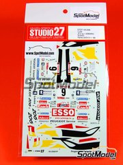 Studio27: Marking / livery 1/24 scale - Peugeot 206 WRC sponsored by Esso Springfield Adecco - Patrick Snijers (BE) + Eddy van der Pluym (BE) - Ypres 24 Hours Rally 2000 - water slide decals and assembly instructions - for Tamiya reference TAM24267