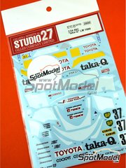 Studio27: Marking / livery 1/24 scale - Toyota 88C sponsored by taka-Q #37 - Paolo Barilla (IT) + Tiff Needell (GB) + Hitoshi Ogawa (JP) - 24 Hours Le Mans 1988 - water slide decals and assembly instructions - for Hasegawa references 20235, has20235, 20236, CC02, CC-02, CC-2, 20416, 20426, 20576 and CC-5 image