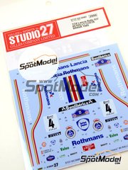 Studio27: Marking / livery 1/24 scale - Lancia Rally 037 RACC Bendiberica Team sponsored by Rothmans #4 - Salvador Serviá (ES) + Jordi Sabater (ES) - Costa Brava Rally 1985 - water slide decals and assembly instructions - for Hasegawa references 20264, 20277, 20299, 25030, CR-30, HACR30, 25030 and CR-30 image
