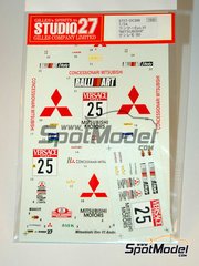 Studio27: Marking / livery 1/24 scale - Mitsubishi Lancer Evo VI sponsored by RalliArt #25 - Andrea Aghini (IT) + Dario D'Esposito (IT) - Sanremo Rally 2000 - water slide decals and placement instructions - for Tamiya reference TAM24220