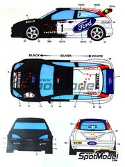 Studio27: Decoracin escala 1/24 - Ford Focus WRC patrocinado por Iridium N 1 - Mohammed Bin Sulayem (AE) + Ronan Morgan (IE) - Rally de Jordania 1999 - calcas de agua e instrucciones de colocacin - para la referencia de Tamiya TAM24217