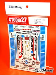 Studio27: Marking / livery 1/24 scale - Porsche 962 Joest Racing Team sponsored by Blaupunkt Primagaz #8 - Jean-Louis Ricci (FR), Jean-Claude Andruet (FR), Henri Pescarolo (FR) - 24 Hours Le Mans 1989 - water slide decals and assembly instructions - for Tamiya references TAM24233 and TAM24313