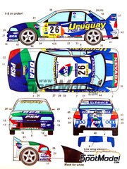 Studio27: Marking / livery 1/24 scale - Mitsubishi Lancer Evo VI Group N sponsored by Uruguay #26 - Gustavo Trelles (UY) + Jorge del Buono (AR) - Catalunya Costa Brava Rally - Rally of Spain 2001 - water slide decals and assembly instructions - for Tamiya reference TAM24220