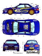 Studio27: Marking / livery 1/24 scale - Subaru Impreza WRC Subaru Rally Australia Team sponsored by Vantage #20 - Peter 'Possum' Bourne (NZ) + Mark Stacey (AU) - Australian Rally 2001 - water slide decals and placement instructions