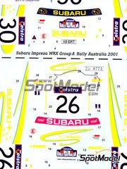 Studio27: Marking / livery 1/24 scale - Subaru Impreza WRC Subaru Australia Team #26, 30 - Cody Crocker (AU) + Greg Foletta (AU), Achim Mrtl (AT) + Stefan Eichhorner (AT) - Australian Rally 2001 - water slide decals and placement instructions