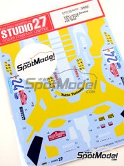 Studio27: Marking / livery 1/24 scale - Lancia Stratos HF sponsored by Olio Fiat #24 - Fabrizio Tabaton (IT) + Emilio Radaelli (IT) - Sanremo Rally 1980 - water slide decals and assembly instructions - for Hasegawa references 20217, 20261, 20268, 20282, 20361, HA20361, 20440, CR-32, 20499, 20561, 20598, 20653, 20692, 20737, 21215, HC-15, 25032, CR-32, 25036, CR-36, HACR32, HA-CR32, HACR33, 25033, CR-33, HACR36, 25036 and CR-36, or Italeri reference 3654 image