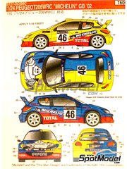 Studio27: Marking / livery 1/24 scale - Peugeot 206 WRC sponsored by Michelin #46 - Valentino Rossi (IT) + Carlo Cassina (IT) - Great Britain RAC Rally 2002 - water slide decals and assembly instructions - for Tamiya reference TAM24267