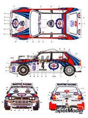 Studio27: Decals 1/24 scale - Lancia Super Delta Deltona HF Integrale Martini #1, 4, 11 - Juha Kankkunen (FI) + Juha Piironen (FI), Didier Auriol (FR) + Bernard Occelli (FR), Philippe Bugalski (FR) + Denis Giraudet (FR) - Montecarlo Rally - Rallye Automobile de Monte-Carlo 1992 - for Hasegawa references 25015 and CR-15