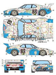 Studio27: Marking / livery 1/24 scale - BMW M1 Procar Carte de France sponsored by Antar #83 - Didier Pironi (FR) + Dieter Quester (AT) + Marcel Mignot (FR) - 24 Hours Le Mans 1980 - white metal parts and assembly instructions - for Italeri references 3627, 3643, IT3643 and 3643.OUTLET, or Revell references REV07247 and 80-7247 image