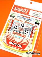 Studio27: Marking / livery 1/24 scale - BMW M1 Group 4 sponsored by Rothmans Motul #10 - Bernard Darniche (FR) + Alain Mah&eacute; (FR) - Tour de Corse Rallye de France 1982 - water slide decals, assembly instructions and tobacco sponsor decals - for Italeri references 3627, 3643, IT3643 and 3643.OUTLET, or Revell references REV07247 and 80-7247 image