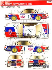 Studio27: Marking / livery 1/24 scale - BMW 635 Csi sponsored by STP #1 - Naoki Nagasaka (JP) + Kazuo Mogi (JP) - JTC InterTEC championship Fuji Speedway 1986 - water slide decals and assembly instructions - for Tamiya reference TAM24322