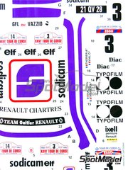 Studio27: Marking / livery 1/24 scale - Renault 5 Turbo Renault Sodicam Elf Team sponsored by Sodicam #3, 14 - Jean-Luc Th�rier (FR) + Michel Vial (FR), Bruno Saby (FR) + Fran�oise Sappey (FR) - Tour de Corse 1982 - water slide decals and assembly instructions