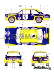 Studio27: Marking / livery 1/24 scale - Fiat 131 sponsored by Olio #5 - Bernard Darniche (FR) + Alain Mah (FR) - Tour de Corse 1977 - water slide decals and assembly instructions - for Italeri references 3621, ITA3621, 3621S, 3621.OUTLET, 3662, ITA3662, 3662S, 3662.OUTLET, 3667, ITA3667, 3667S and 3690, or Revell reference REV07311