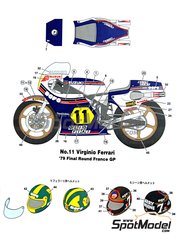 Studio27: Marking / livery 1/12 scale - Suzuki RGB500 sponsored by Nava Olio Fiat #1, 2 - Graziano Rossi (IT) - Motorcycle World Championship 1979 - water slide decals and assembly instructions