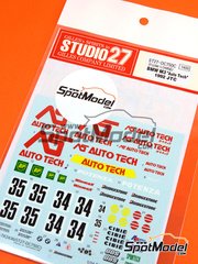 Studio27: Marking / livery 1/24 scale - BMW M3 E30 sponsored by AS Auto Tech #34, 35 - Mark Higgins (GB) + Paul Radish (GB), Roland Ratzenberger (AT) + Andrew Gilbert-Scott (GB) - Japan Touring Car Championship (JTCC) 1992 - water slide decals and assembly instructions - for Beemax Model Kits references B24007, Aoshima 098196, B24016, B24019 and BX24029, or Nunu references PN24014, PN-24014, PN24017, PN-24017, PN24019, PN-24019 and PN24019-UNBOX